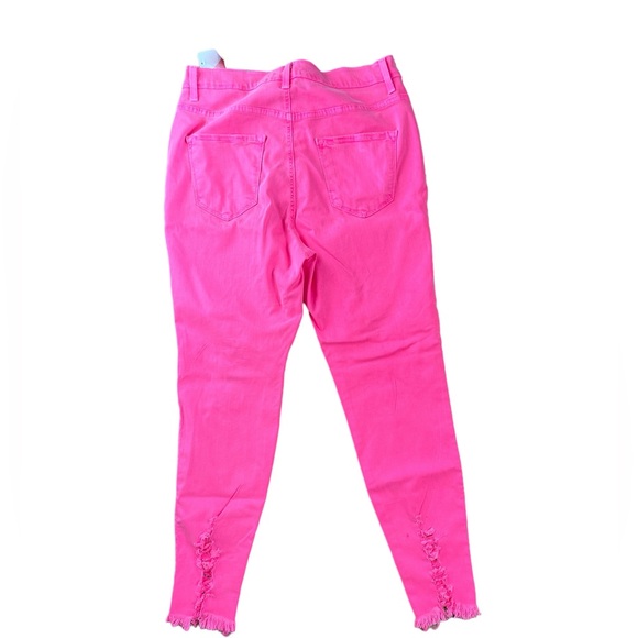 Neon Pink Distressed Jeans/Jeggings - Picture 2 of 6